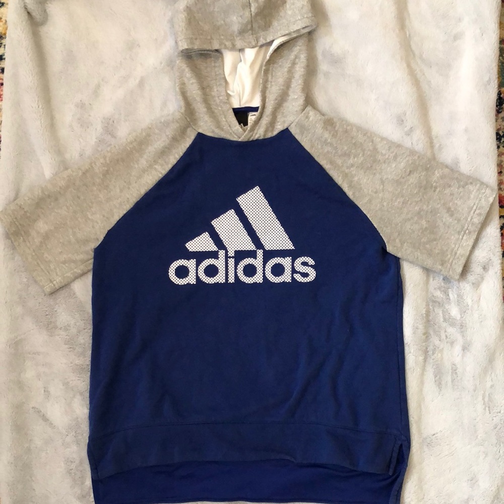 Medium, Blue Adidas short sleeve hoodie